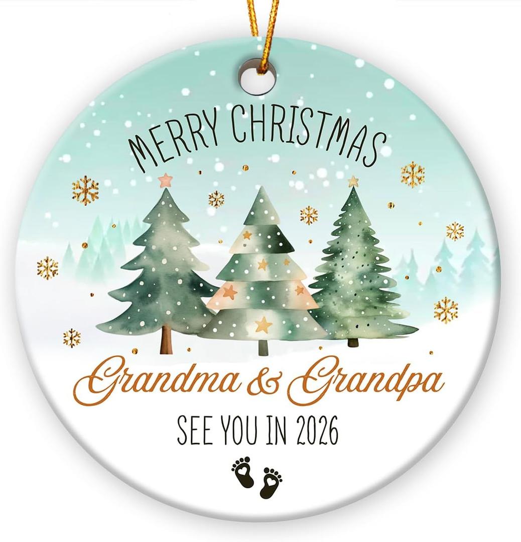 10 x 2025 New Grandparents Ornament, Grandparents Gifts, Pregnancy Announcement Ornaments, Unique Ornament for Christmas Tree Decorations, Baby Reveal Gift for Grandpa Grandma