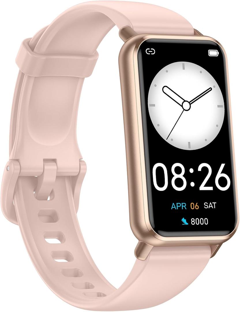 Long Battery Pedometer Watch 14 Days Battery Life, Slim Design No App/Phone Required Fitness Tracker, 50 Meters Waterproof Smart Watch, Heart Rate & Blood Oxygen Monitor Step Counter for Men Women (Pink)