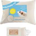 20x26 Organic Pillow with 100% Organic Cotton Pillowcase and Shell - Soft Non Toxic and Breathable Pearl Filling, CPSC Certified and Oeko-TEX, Adjustable Loft Organic Pillow, Machine Washable