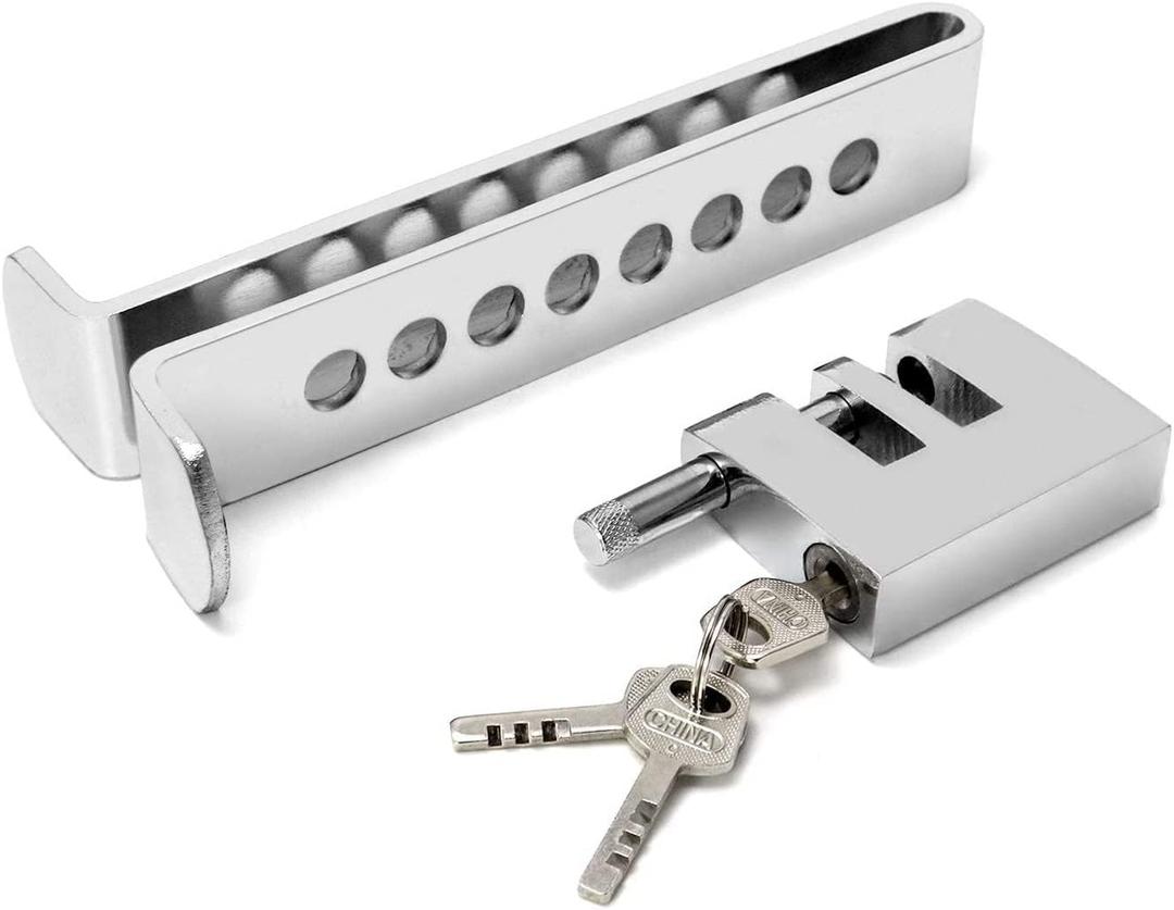 ECHOZONE General Car Anti-Theft Brake Clutch Lock, Heavy Duty Stainless Steel, Portable, Key Lock, Automotive Steering Wheel Locking Device, Silver