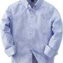 JOGAL Boys Long Sleeve Oxford Dress Shirts Casual Button Down Shirts Striped Tops for 6 Years (Blue)