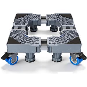 QWUE Mobile Base With 4 Locking Wheels And 8 Strong Feet 17-24.1 Inch, Heavy Duty Furniture Dolly for Washer, Mini Refrigerator and Dryer, Adjustable Mini Fridge Stand Washing Machine Stand Pedestal