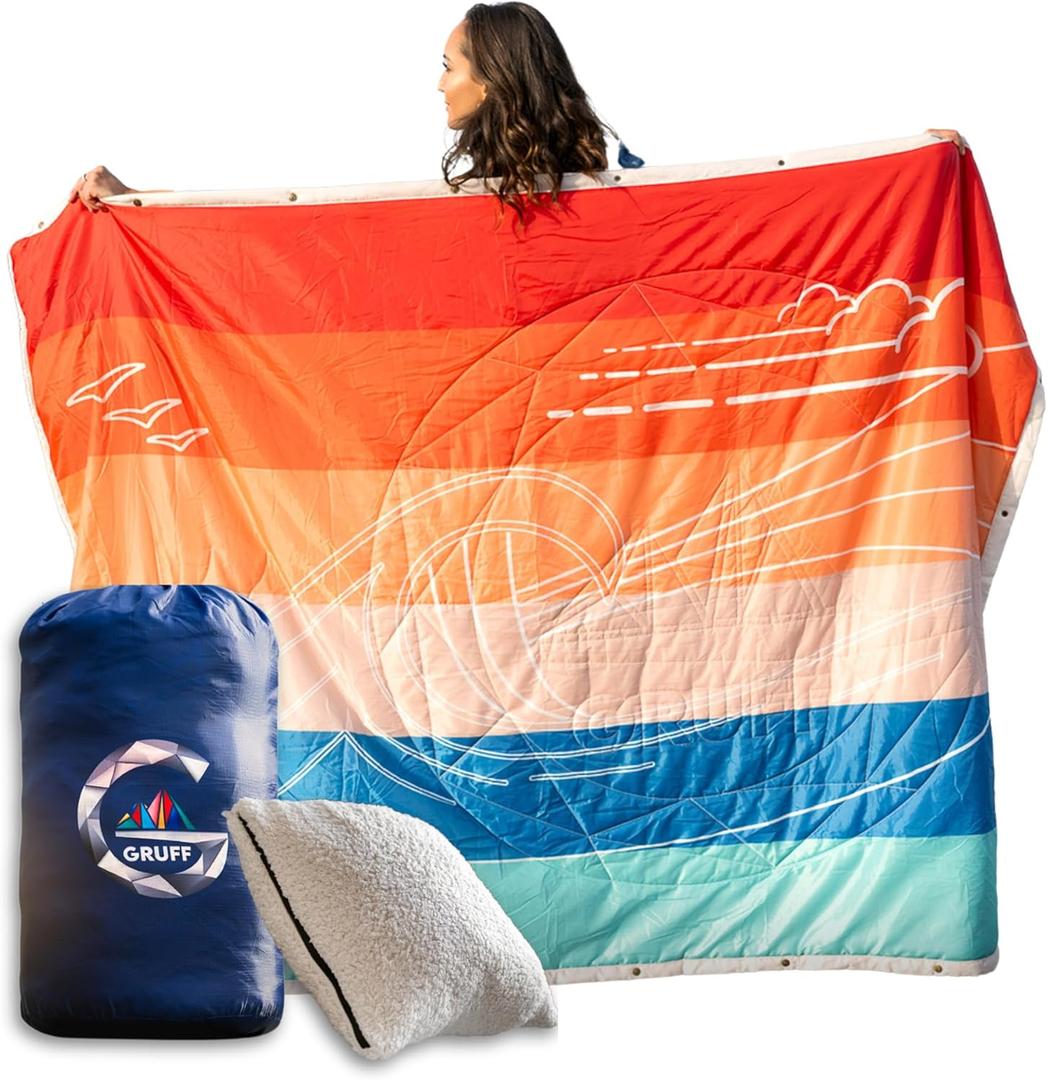 Gruff Ultimate 5-in-1 Outdoor Camping Blanket & Pillow  Waterproof Quilt and Travel Blanket 2 x 1.3 m  Compact, Durable, and Versatile for Outdoor use, Hiking, and Adventures