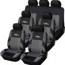 AUTOYOUTH Three Row Car Seat Covers with 7 Headrests Universal Fit Seat Cover Set for Cars Auto Trucks SUV Airbag Compatible and Rear Split 7 Passenger Seat Covers Full Set Gray