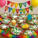 100 Pcs Tropical Luau Party Supplies Set, Serves 25 Disposable Hibiscus Floral Paper Plates, Napkins, and Forks, Hawaiian Themed Tableware for Summer BBQ, Pool and Beach Aloha Birthday Decorations