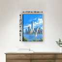 Aeontinity World Trade Center WTC New York State Framed Canvas DIY Paint by Numbers Kit Bar Cafe Cave Home Room Wall Bathroom Porch Patio Decor Gift, 16 x 12 Inch