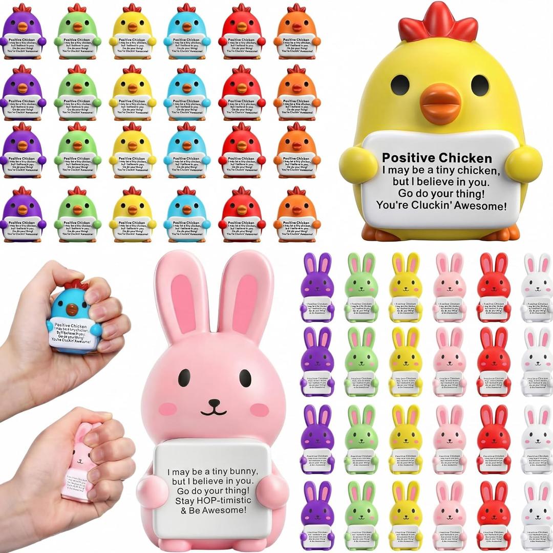 24 Pack Animal Stress Balls for Coworkers Adults Mini Foam Squeeze Fidget Toys for Anxiety & Stress Relief, Cute Motivational Animal Desk Gifts, Office Bulk Party Favors