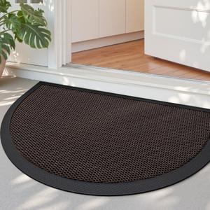 DEXI Front Door Mat Outside Entrance 20x32 Half Round Brown