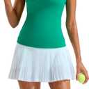 RUNNING GIRL Yoga Tank Tops for Women Built in Shelf Bra B/C Cups Strappy Back Activewear Workout Compression Tops (Green, L)