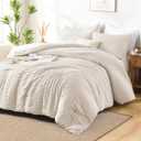 AveLom Beige Seersucker King Comforter Set (104x90 inches), 3 Pieces-100% Soft Washed Microfiber Lightweight Comforter with 2 Pillowcases, All Season Down Alternative Comforter Set for Bedding