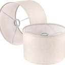 Koorle Lamp Shades Set of 2, Drum Lampshade for Table Lamps Floor Lamp, 12"" Top X 12"" Bottom X 8"" High Beige Large Line Fabric Lamp Shades, Easy Assembly Replacement Lampshades