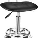 Square Rolling Stools with Backrest Height Adjustable Swivel Stool with Wheels Black