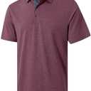 VEBOON Men's Polo Shirts Long and Short Sleeve Cotton Blend Heather Moisture Wicking Casual Collared Shirts 2XL