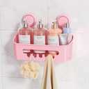 LEVERLOC Shower Caddy Suction Cup, Shower Organizer Removable Bathroom Shelf, Storage Suction Powerful Max Hold 22lbs Bathroom Caddy Waterproof Holder, Blue