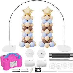 rubfac 2-in-1 Balloon Arch Kit, 7.2ft Balloon Arch Stand with Electric Pump Adjustable Balloon Arch Frame with Water Fillable Base for Wedding Birthday Baby Shower Party Decorations