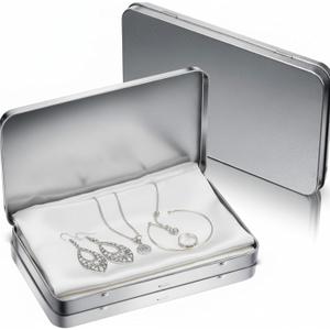 Geiserailie 2 Pack Rectangular Metal Tin Box with Lid Metal Hinged Lid Tin Empty Box Container Storage for Watercolor Jewelry Pen Eraser Pill Candy Craft Organize 7.0 x 4.2 x 0.6'' (Sliver)