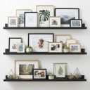 upsimples 35.5'' Long Floating Shelves for Wall Decor and Storage, Black, 35.5in