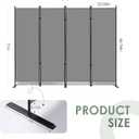 RANTILA 4 Panel Room Divider, 6 FT Folding Privacy Screen with Wide Feet, Freestanding Partition for Room Separation, Portable Room Divider Panel, 89" W x 71" H, Grey