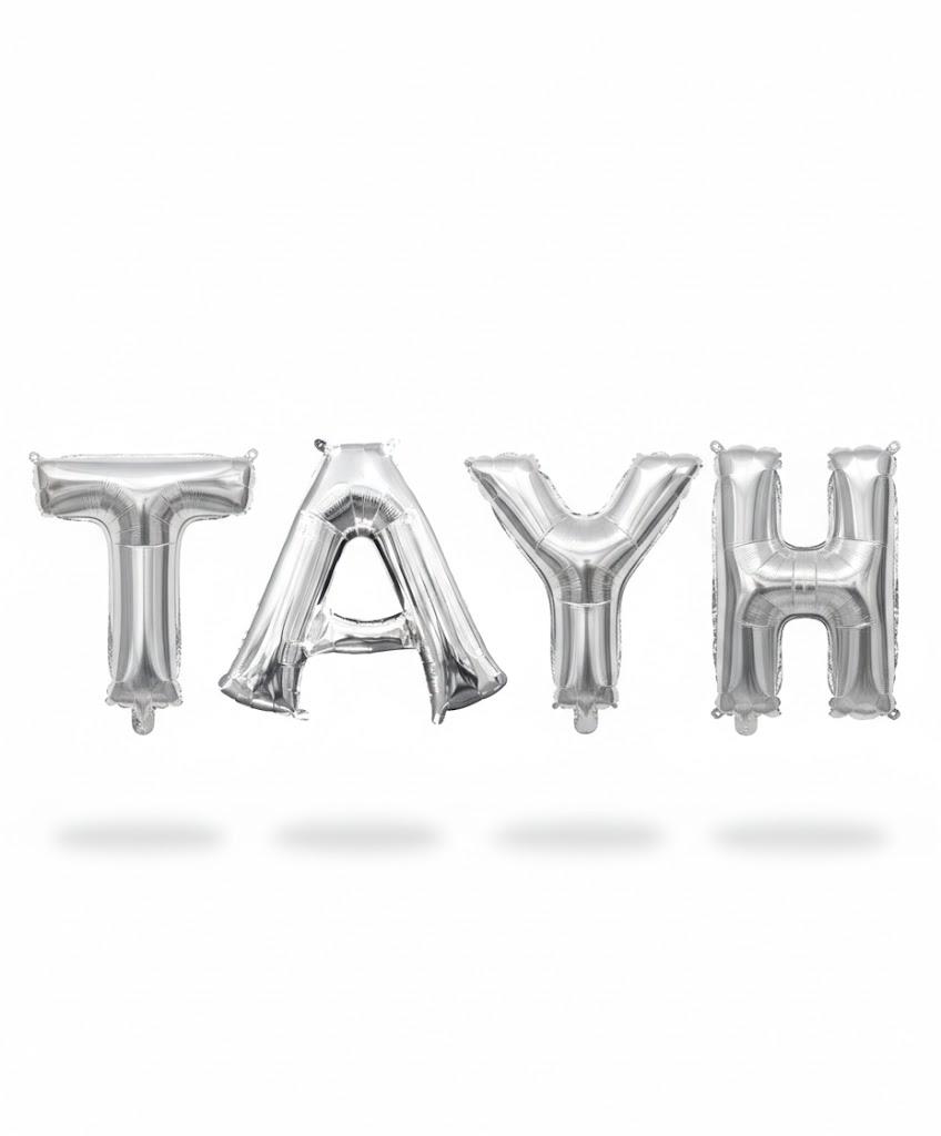 Silver Balloons For Birthday Party Etc ... A,A,T,H,Y,Y 13 Inch