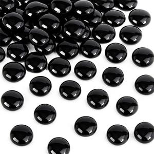 FUTUREPLUSX 1LB Black Flat Glass Marbles, Glass Pebbles Vase Filler, Dark Beads Fishbowl Decorative Gem for Table Scatter Home Decor