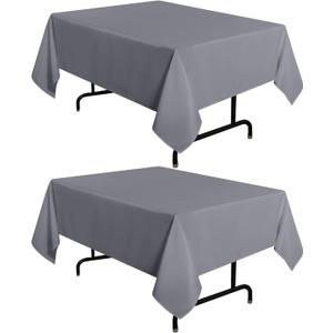 sancua 2 Pack Light Grey Tablecloth 54 x 54 Inch, Stain and Wrinkle Resistant Square Table Cloth - Washable Polyester Table Cover for Dining Tables, Buffet Parties and Camping
