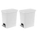 Sterilite 2.7 Gallon Rectangular StepOn Wastebasket, Small, White lid and base with Titanium pedal and Liner 1 Pack