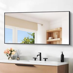 24x48 Inch Large Black Wall Mounted Mirror