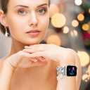 Stylish Wristband Compatible with Apple Watch Bands 38mm 40mm 41mm 42mm 44mm 45mm 49mm 46mm,Replacement Strap with Unique Pendants for iWatch Series 11 10 9 8 7 6 5 4 3 2 SE Ultra Metal Chain Charms Women (Silver+Silver Leather)