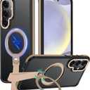 Mondelete 360Spin Magnetic Stand with Silicone Strap for Samsung Galaxy S24 Plus Case[Fit for MagSafe], Mil-Grade Shockproof Translucent S24+Plus Phone Case with Kickstand&Ring Holder (Desert Gold)