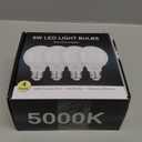 G25 LED Light Bulb, Round Vanity Light Bulbs for Bathroom, 40W LED Equivalent, Daylight White 5000K, Globe Light Bulbs E26 Base, 600LM, Non-Dimmable, 4-Pack