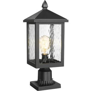 FEMILA Outdoor Post Lights, 19" Aluminum Glass Lamp Posts Outdoor Lighting for Yard Pathway Entrance, 4FYX103P-L BK SW (18.7")