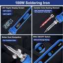 194PCS Soldering Iron Kit,100W Soldering Iron Adjustable Temperature,Solder Wire,Stand,Desoldering Pump,Soldering Welding Iron Kit for Electronics Hobby DIY 110V US Plug