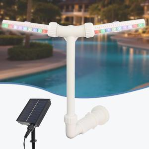 Solar Pool Fountain with Lights for Above Ground Inground Pools, Adjustable Dual Sprayers with 11 Color LED Lights, Pool Lights with Remote, APP Control for Pool Decorations Outdoor