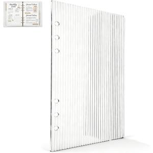Clear Acrylic Binder Cover, A5 6 Ring Binder Notebook Cover, Detachable Fluted Travel Planner Notebook Shell for Office and School Use