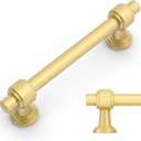 Amerdeco 10 Pack Brushed Gold Cabinet Pulls 3.75 Inch(96mm) Hole Center Drawer Pulls Cabinet Hardware Kitchen Cabinet Handles for Bathroom Dresser Pulls ZH0069