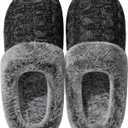 shoeslocker Womens Memory Foam Fuzzy Slippers Knitted House Slippers for Women Comfy Slip-On Warm House Shoes (Gray)