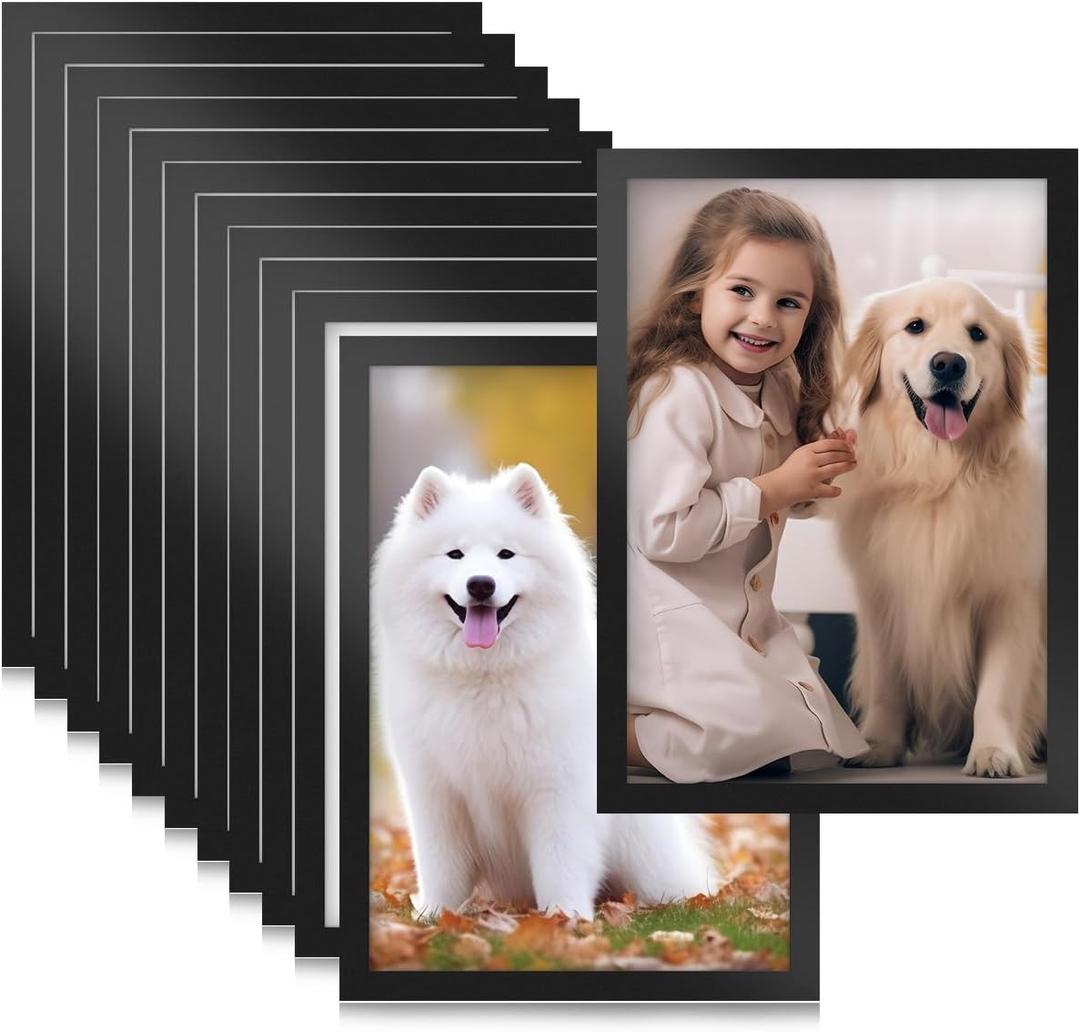 OTYMIOW 12Pcs 8.5 x 11 Picture Frame, Magnetic Sign Holder Display Window Self-Adhesive Display Picture Frames with Strong Magnetic Frame and Clear PVC for Photo Poster Artwork Document (Black)
