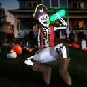 6.5 FT Halloween Inflatables Skeleton Decorations, Scary Inflatable Pirate Skeleton Sitting and Drinking with LED Lights, Blow Up Halloween Yard Decorations for Garden Lawn Patio Party Supplies