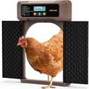 Automatic Chicken Coop Door Solar Powered with Single-Direction Double Door, LCD Screen Electric Chicken Door with 4 Open Mode of Timer, Light Sensor, Remote Control, Manual, Rechargeable Poultry Door
