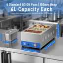 ETL Listed 4-Pan Commercial Food Warmer with Seamless One-piece Tank & 4 of 1/3 Size GN Pan,120V 1500W Countertop Soup Station Steam Table for Buffet,Parties and Restaurants