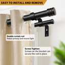 TONIAL1 Inch Double Curtain Rods 72 to 144 Inch (6 to 12 ft), Heavy Duty Decorative Drapery Rod for Windows 69 to 140 Inch (5.75 to 11.7 ft) with Classic Cap Finial, Black