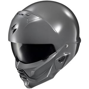 ScorpionEXO Covert 2 Open Face 3/4 Full Mode Motorcycle Helmet Bluetooth Ready Speaker Pockets Interchangeable Mouth Cover DOT Approved Solid (Cement Grey - X-Small)