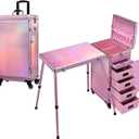 Joligrace Rolling Manicure Table 5 Drawers Makeup Case Foldable Nail Desk