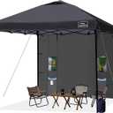 KAMPKEEPER 10x10 Easy Pop Up Canopy Tent with Sidewalls, Instant Outdoor Shade Shelter with Removable 10FT Sun Walls, Quick Setup Waterproof and UV-Resistant for Patio (Black, 1 Sidewall)