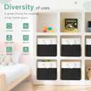 FinishingBo Large 11x11 Inch Cube Storage Bins with Cotton Handles for Closet, Shelves, Clothes, Towel (White/ Black-6 Pack)