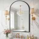 Sweetcrispy 26"x38" Arched Bathroom Mirror, Bathroom Mirrors for Over Sink, Black