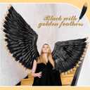 Hotop 100 Pcs Dipped Gold or Silver Goose Feathers Bulk 6-8 Inch Natural Feather for Mardi Gras Dream Catcher, Easter Decor, Christmas, Clothing, and Baby Shower Decorations(Black and Gold)