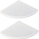 2 Pcs White Marble Corner Shower Shelf for Bathroom, 9'' x 9'' x 0.8'' Marble Corner Shelves for Bathroom Wall Mounted Both Side Polished