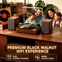 Record Player with 2 Stereo Speakers, Walnut Wood Turntable for Vinyl Records, Vintage Record Player Home Audio System, Vinyl Turntable for Bedroom Living Room Home Decor, Gift for Beginners