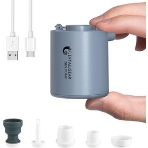 FLEXTAILGEAR Tiny Portable Air Pump Ultra-Mini, with 1300mAh Battery USB Rechargeable to Inflate Deflate for Pool Floats Air Bed / Mattress Swimming Ring Vacuum Storage Bags (Space Gray)